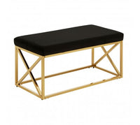 Olivia's Aria Black Velvet / Gold Finish Bench