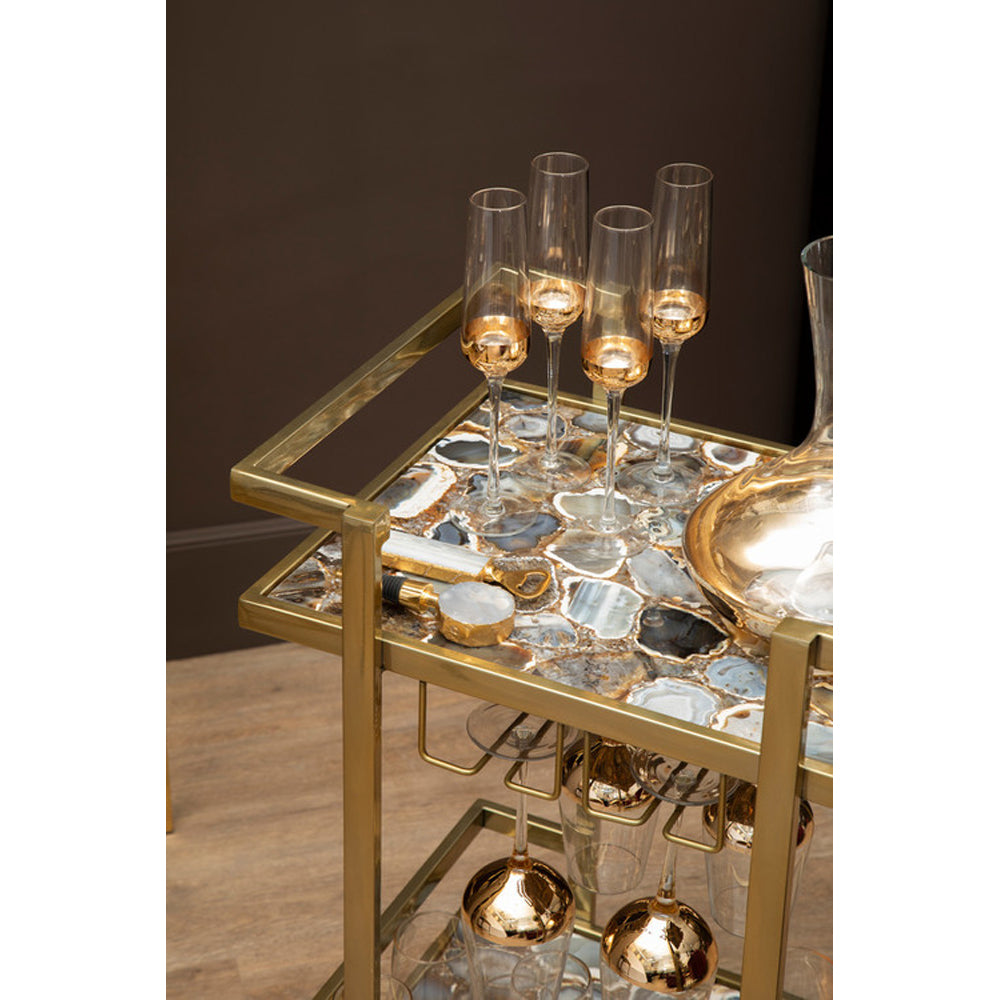  Premier-Olivia's Boutique Hotel Collection - Vera Gold Drinks Trolley-Gold 533 