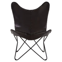 Olivia's Soft Industrial Collection - Buffs Leather Butterfly Chair in Black