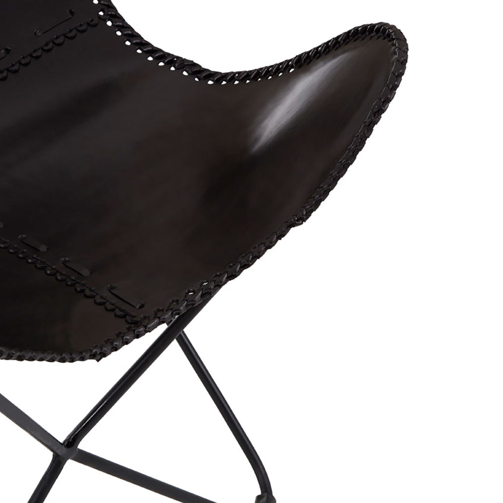 Olivia's Soft Industrial Collection - Buffs Leather Butterfly Chair in Black