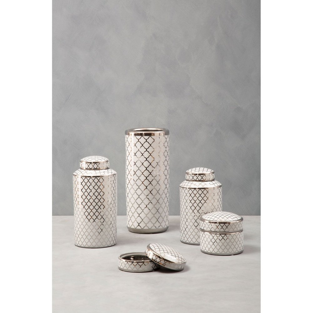 Olivia's Renne Jar White And Silver