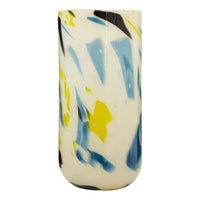 Olivia's Carabella Glass Vase Abstract in Yellow, Blue & Black