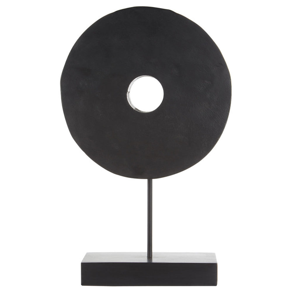 Olivia's Black Wooden Disc Sculpture Large