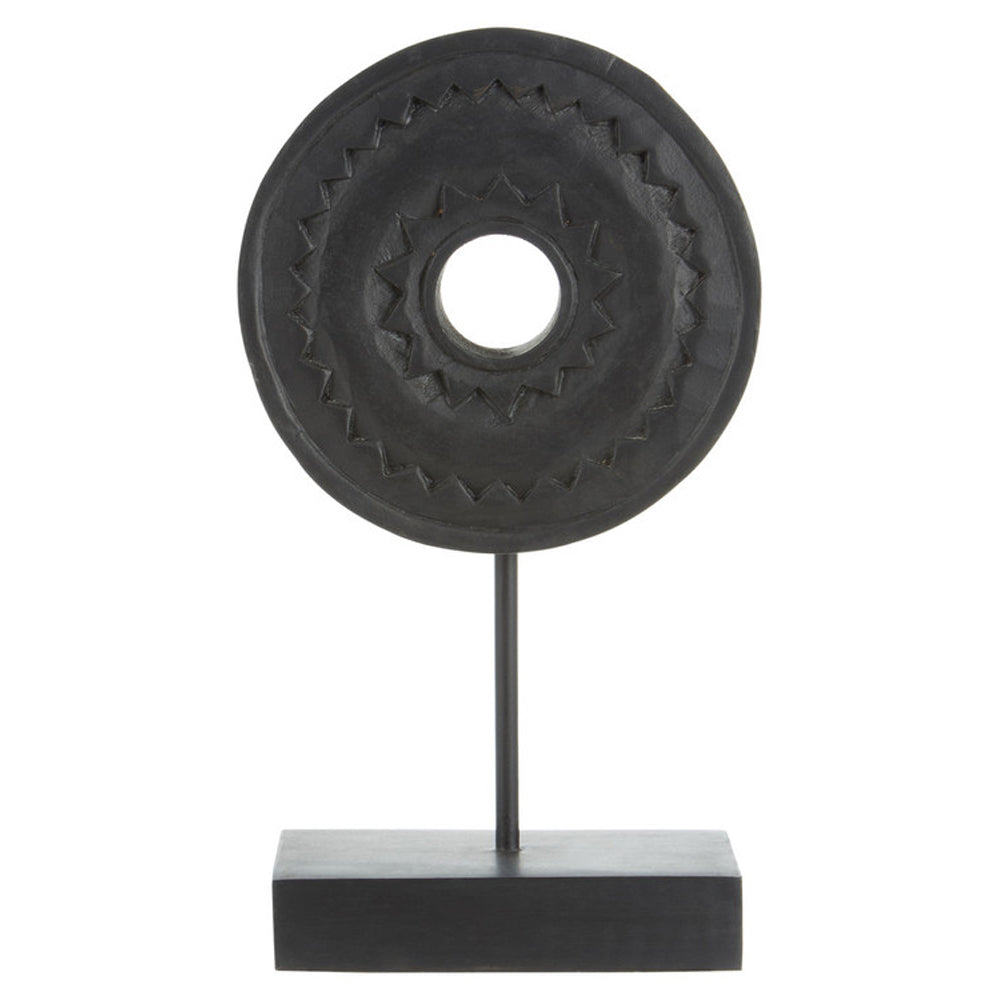 Olivia's Black Wooden Disc Sculpture Small