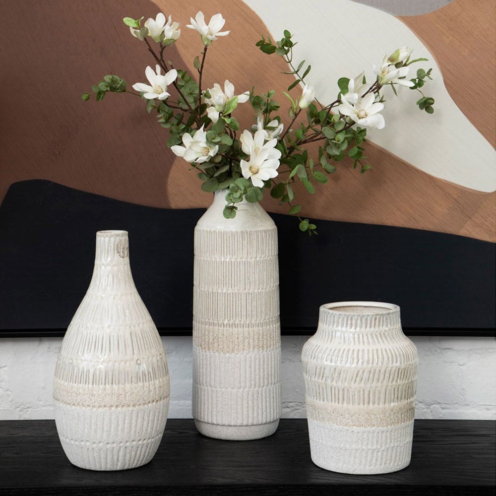 Olivia's Stefi Small Stoneware Vase in White