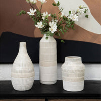 Olivia's Stefi Medium Bottle Stoneware Vase in White