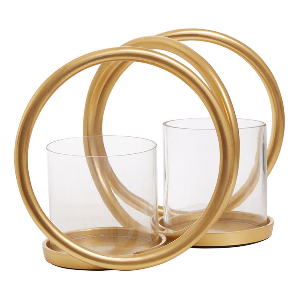  Premier-Olivia's Boutique Hotel Collection - Double Ring Gold Candle Holder-Gold 669 