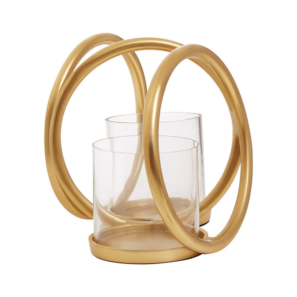  Premier-Olivia's Boutique Hotel Collection - Double Ring Gold Candle Holder-Gold 205 