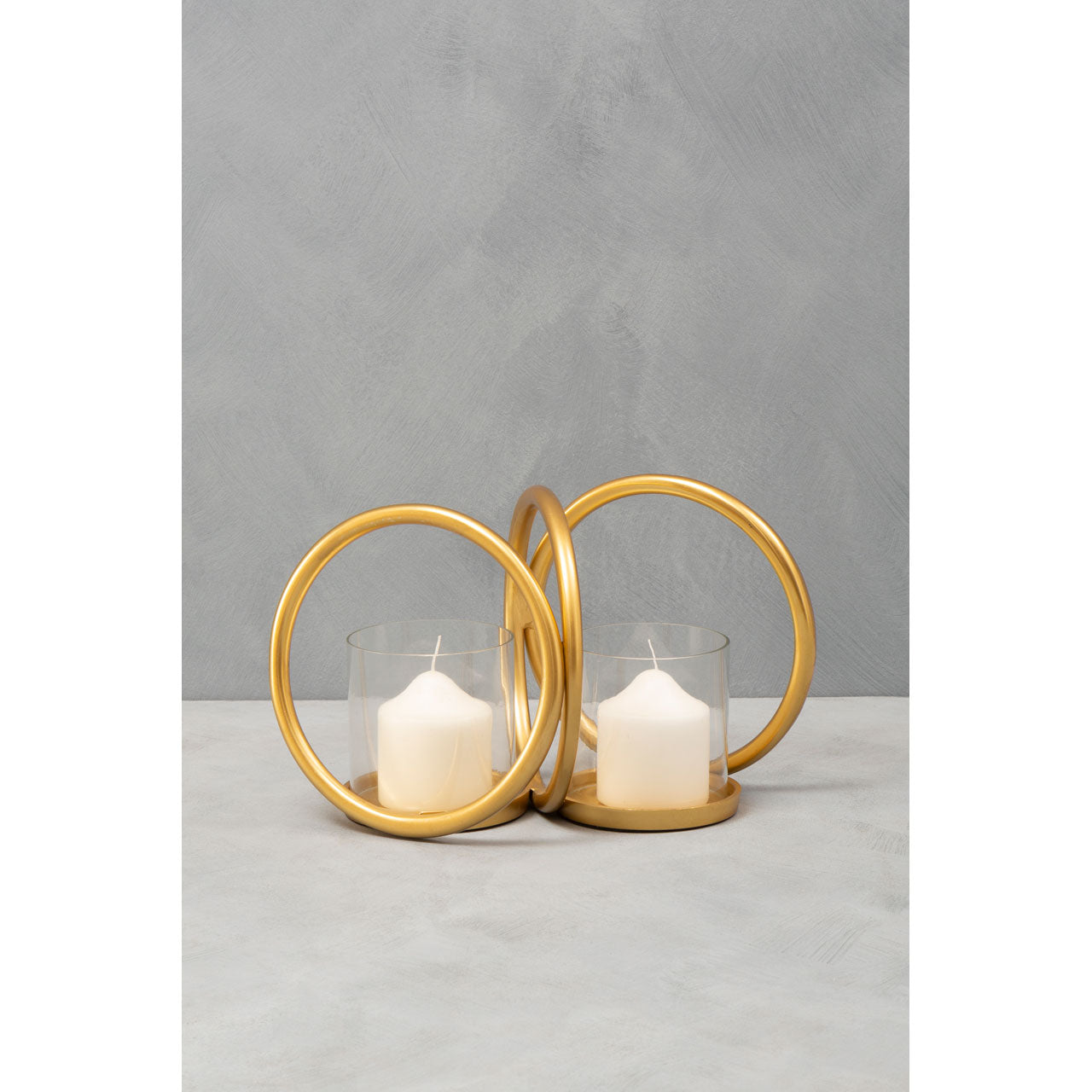  Premier-Olivia's Boutique Hotel Collection - Double Ring Gold Candle Holder-Gold 485 