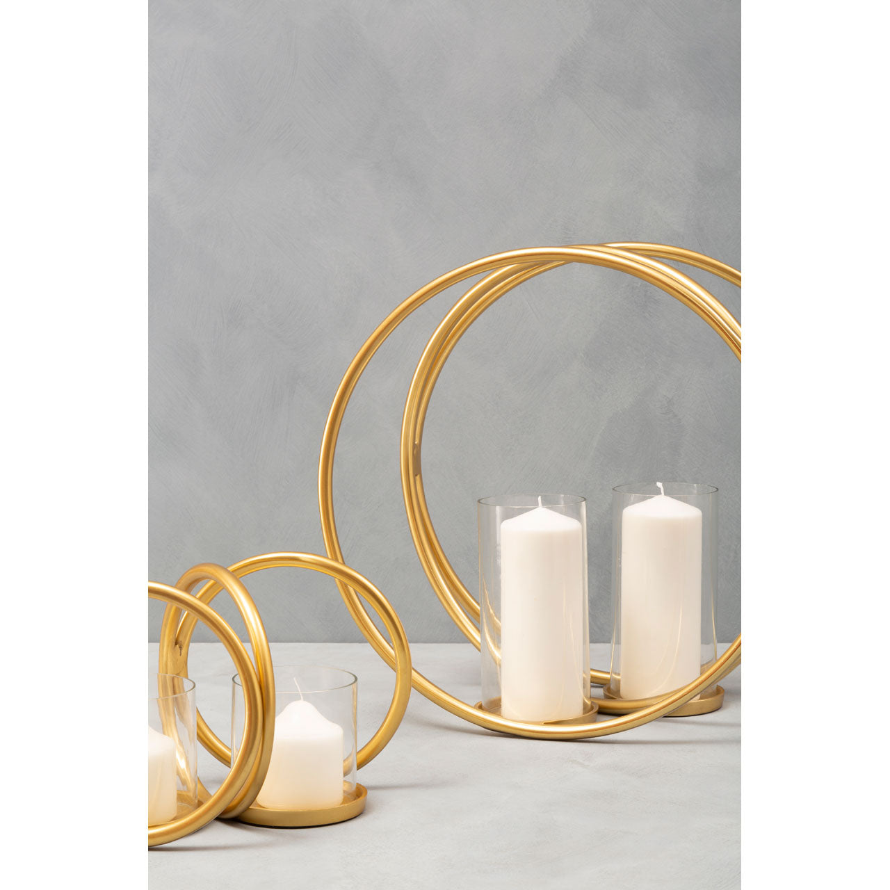  Premier-Olivia's Boutique Hotel Collection - Double Ring Gold Candle Holder-Gold 909 