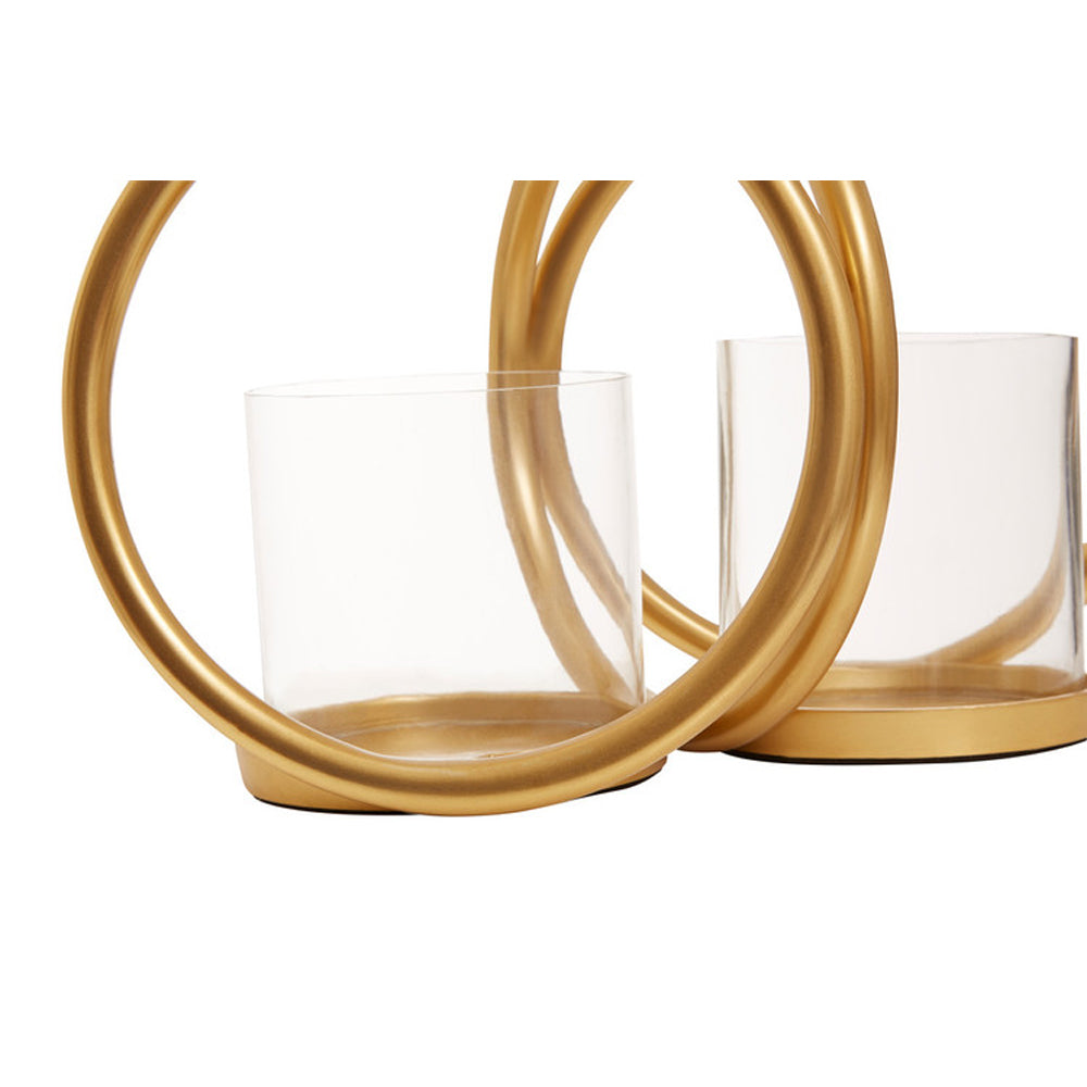  Premier-Olivia's Boutique Hotel Collection - Double Ring Gold Candle Holder-Gold 277 