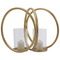 Olivia's Boutique Hotel Collection - Abi Medium Double Gold And Clear Candle Holder