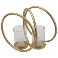 Olivia's Boutique Hotel Collection - Abi Medium Double Gold And Clear Candle Holder