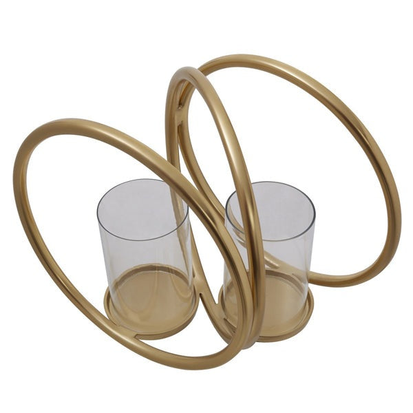 Olivia's Boutique Hotel Collection - Abi Medium Double Gold And Clear Candle Holder