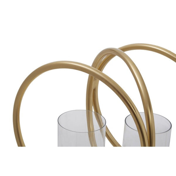 Olivia's Boutique Hotel Collection - Abi Medium Double Gold And Clear Candle Holder