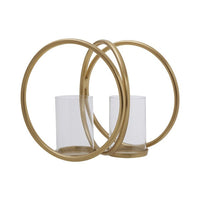 Olivia's Boutique Hotel Collection - Abi Medium Double Gold And Clear Candle Holder