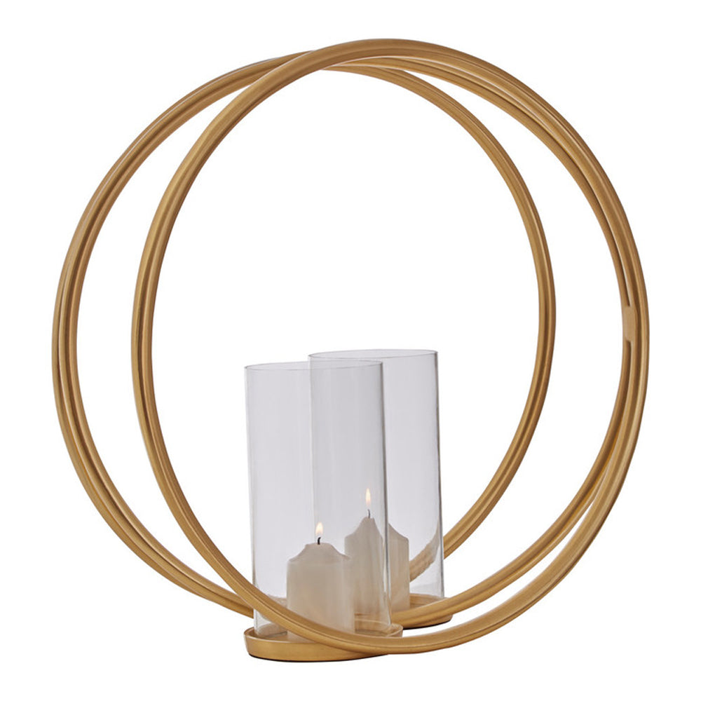  Premier-Olivia's Boutique Hotel Collection - Double Ring Gold Candle Holder-Gold 189 