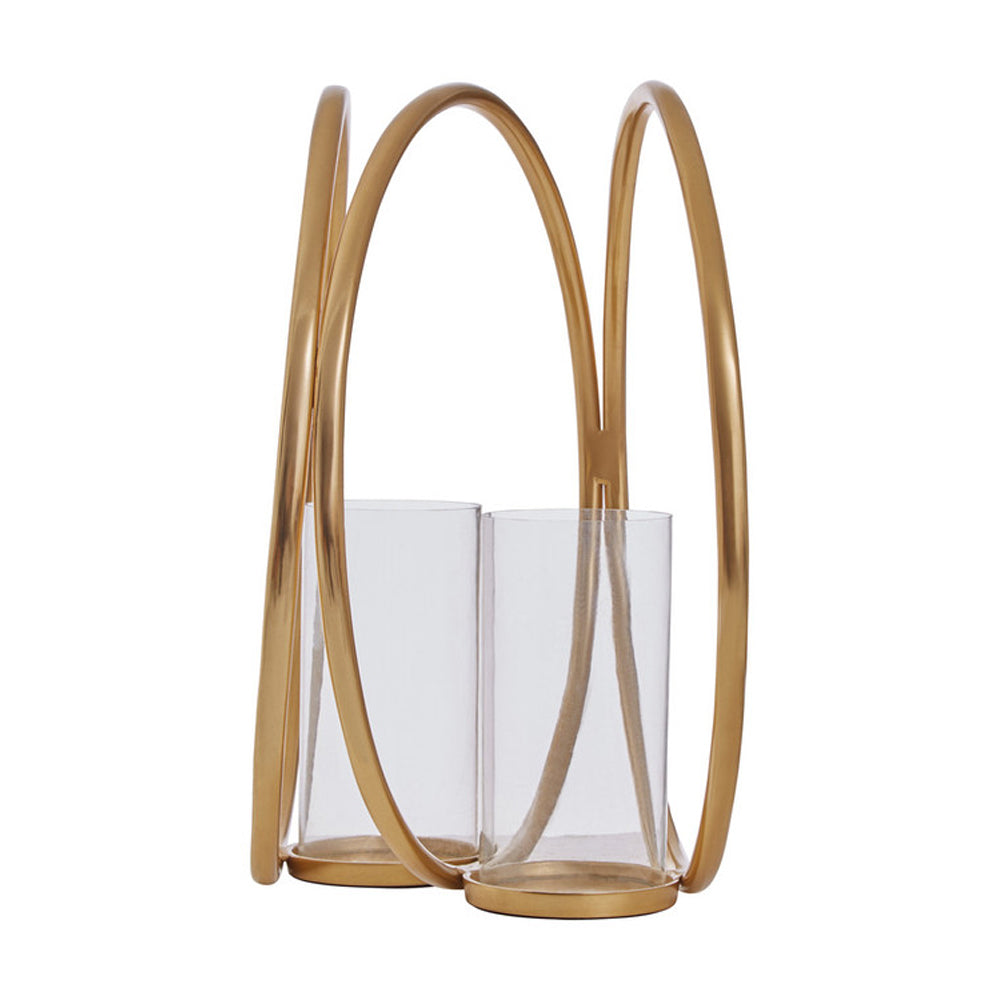  Premier-Olivia's Boutique Hotel Collection - Double Ring Gold Candle Holder-Gold 165 