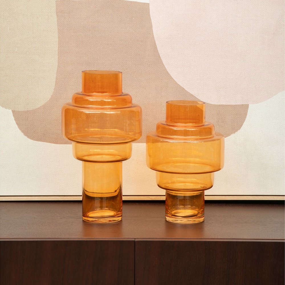 Cadence Large Glass Vase - Orange Premier 4