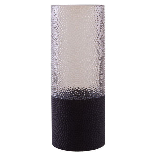 Olivia's Cova Embossed Glass Vase Smoked And Black