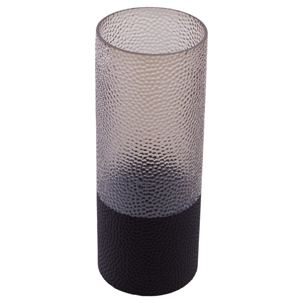 Olivia's Cova Embossed Glass Vase Smoked And Black