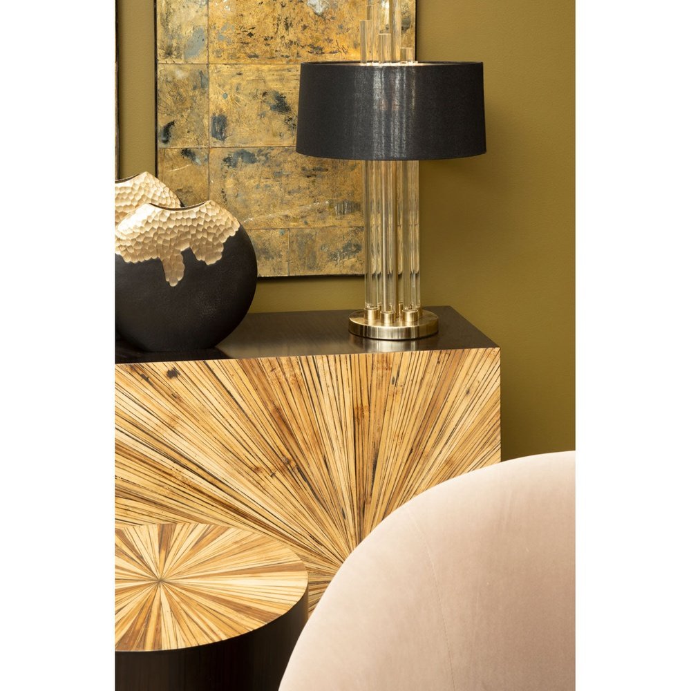 Olivia's Luxe Collection - Black And Gold Round Dimpled Vase Small