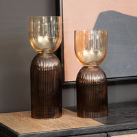 Olivia's Esme Large Glass Vase in Amber & Brown