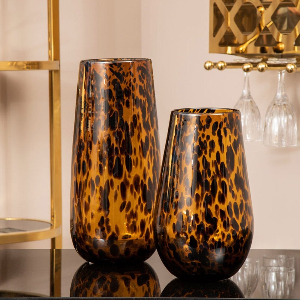 Olivia's Cerise Large Tortoise Shell Effect Glass Vase