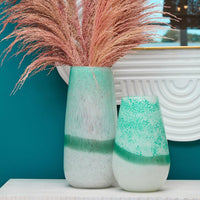 Olivia's Cerise Small Turquoise Ombre Glass Vase