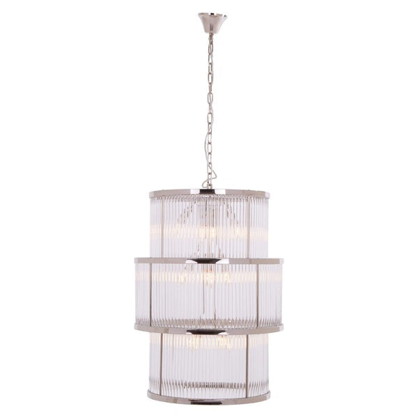 Olivia's Salsa 3 Tier Drum Chandelier Nickel Finish