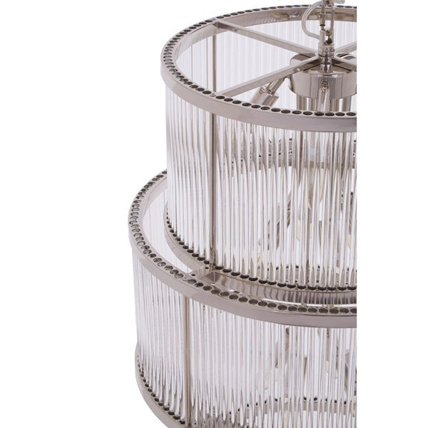 Olivia's Salsa 3 Tier Drum Chandelier Nickel Finish