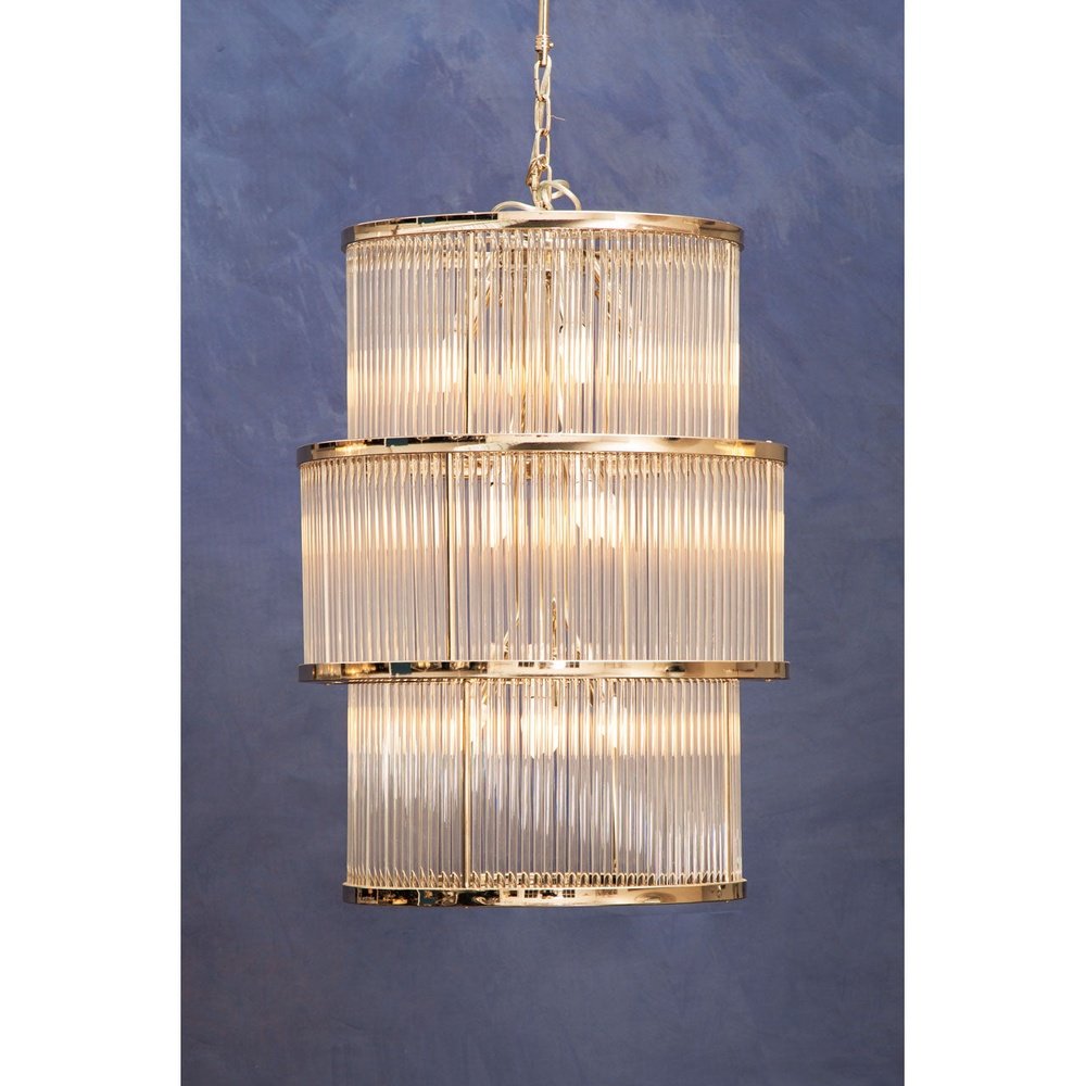 Olivia's Salsa 3 Tier Drum Chandelier Nickel Finish