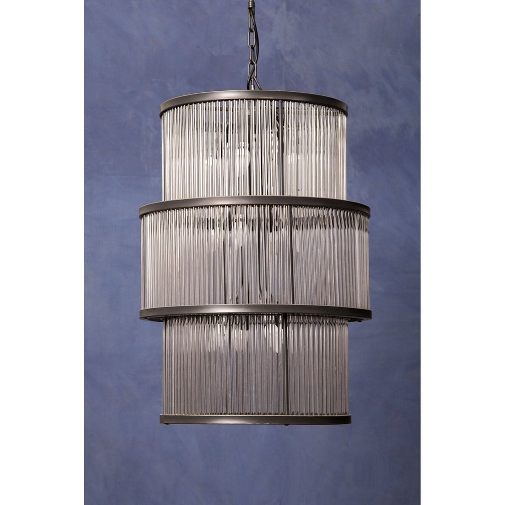 Olivia's Luxe Collection - Salsa Antique 3 Tier Drum Chandelier Black