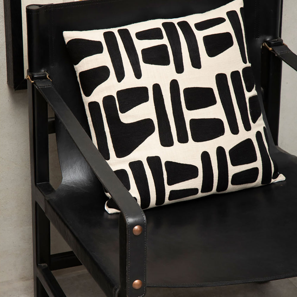 Olivia's Soft Industrial Collection - Bosie Osella Cushion in Natural & Black