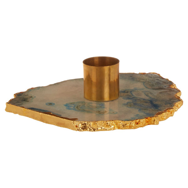 Olivia's Ava Candle Holder Blue and Gold