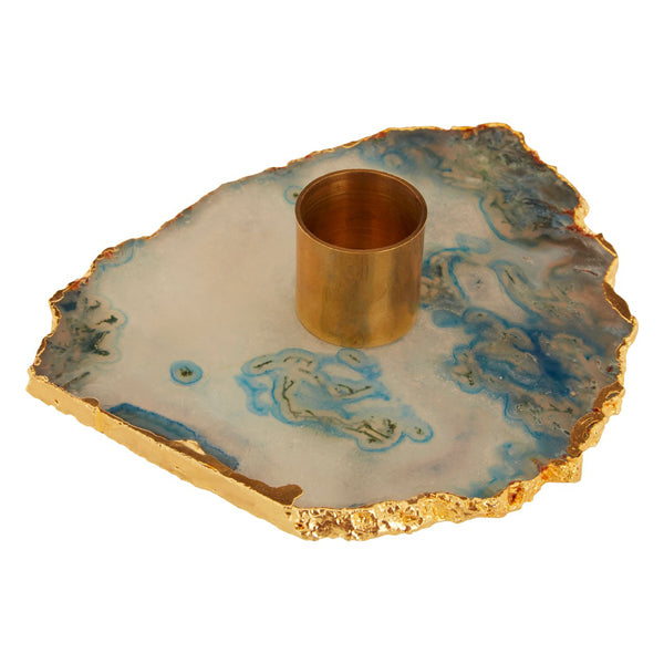 Olivia's Ava Candle Holder Blue and Gold