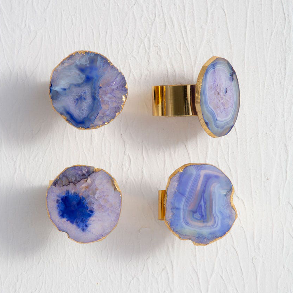  Premier-Olivia's Ava Napkin Rings Blue and Gold-Blue 093 
