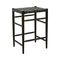 Olivia's Kaylee Woven Bar Stool Leather Black