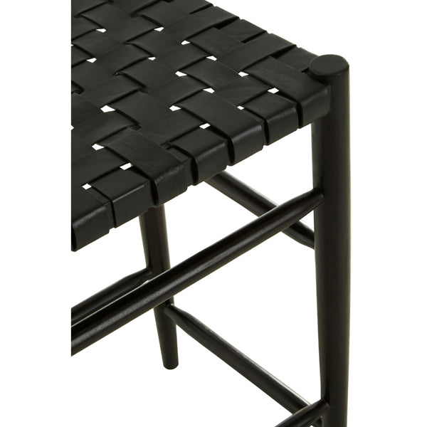 Olivia's Kaylee Woven Bar Stool Leather Black