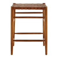 Olivia's Kaylee Woven Bar Stool Leather Brown