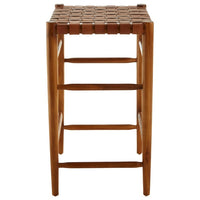 Olivia's Kaylee Woven Bar Stool Leather Brown