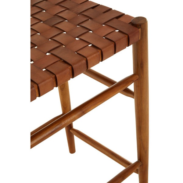 Olivia's Kaylee Woven Bar Stool Leather Brown