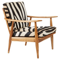 Olivia's Kathy Accent Chair in Natural Teak & Zebra Print Leather