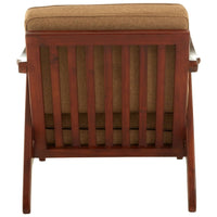 Olivia's Katherine Accent Chair in Walnut Teak Wood & Light Brown Fabric Cushion