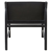 Olivia's Kalani Accent Chair in Black Teak Wood & Black Plain Leather