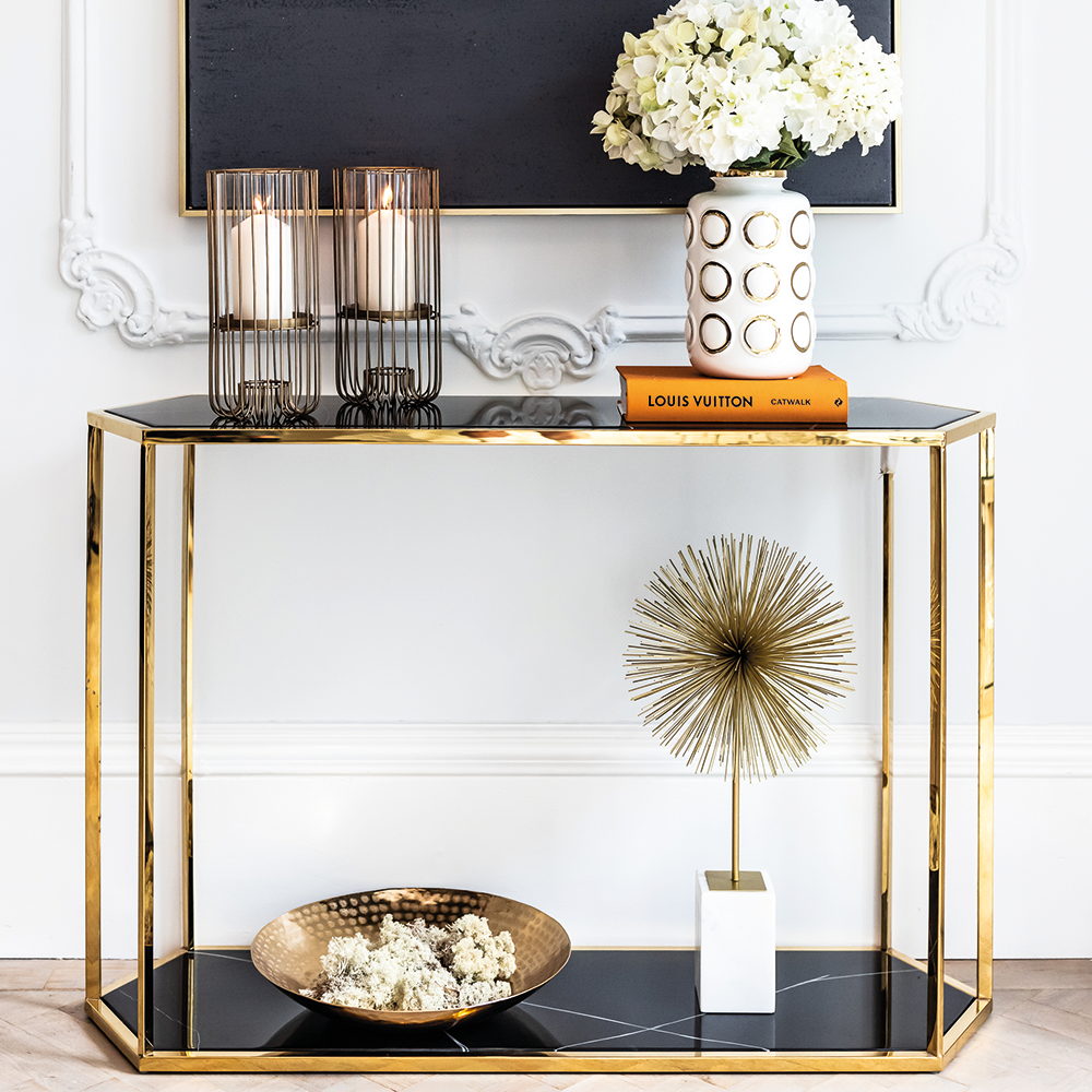  Premier-Olivia's Luxe Collection - Piper Gold Console Table-Gold 125 