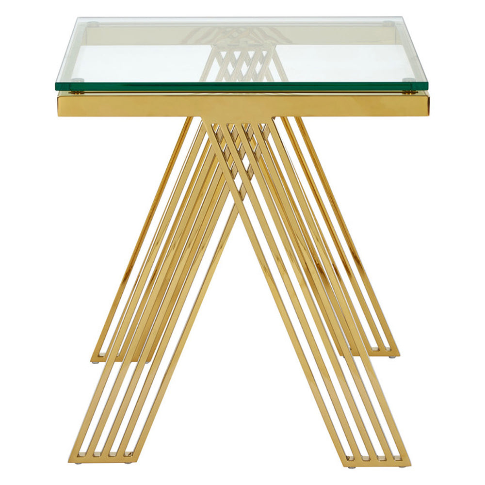  Premier-Olivia's Luxe Collection - Pipe Gold Side Table-Gold 277 