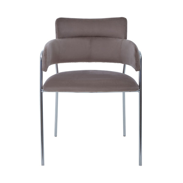 Tara Velvet Dining Chair - Brown & Chrome Premier 1