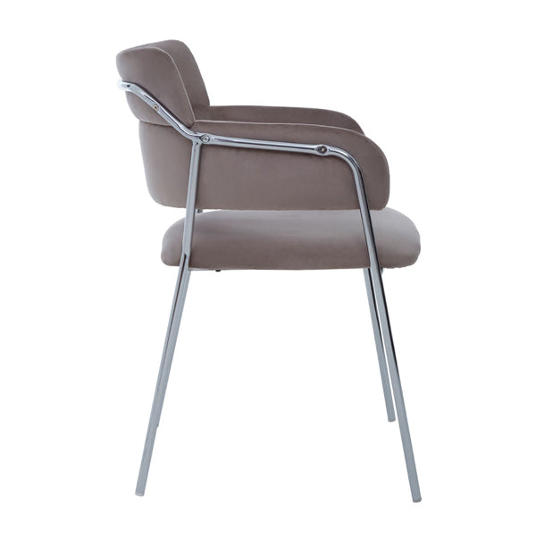 Olivia's Luxe Collection - Tara Dining Chair in brown Velvet Chrome Finish