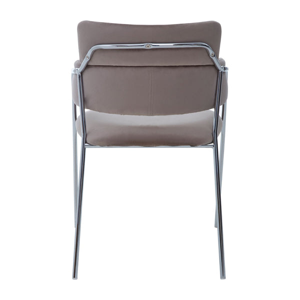 Olivia's Luxe Collection - Tara Dining Chair in brown Velvet Chrome Finish